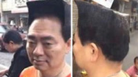 台湾男子梳奇葩"方块头"