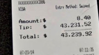 顾客用餐8美元给小费4万