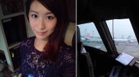 女子自拍坐飞机驾驶舱回家