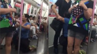 女子地铁乞讨被拒熊抱乘客